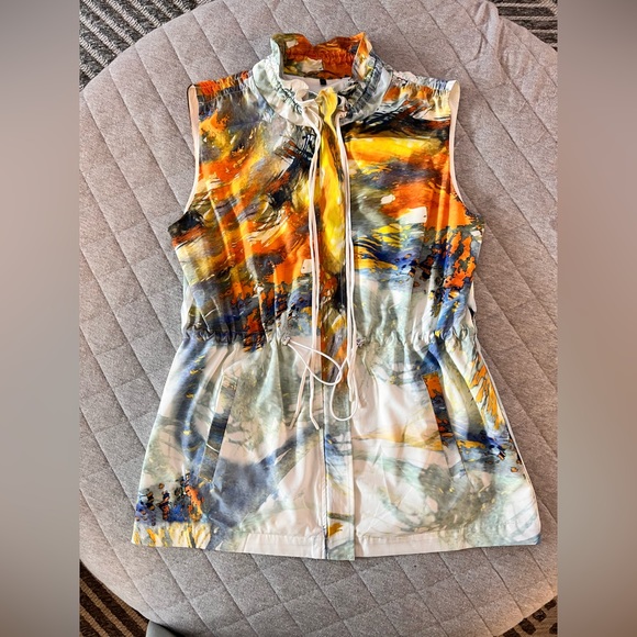 KOBI HALPERIN Small Shari Front Zip Vest Watercolor Print Original $395 - Picture 4 of 9